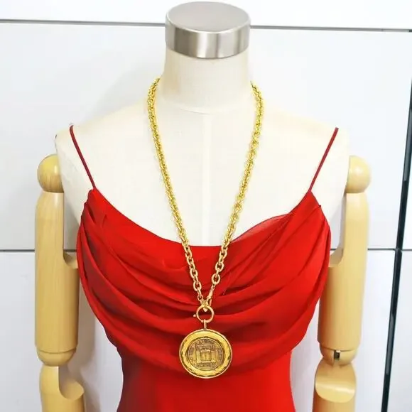 CHANEL Gold Plated CC Logos Cambon Charm Vintage Necklace Pendant - Picture 2 of 6